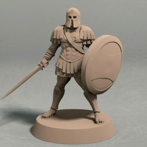 Realm of Eros soldier with sword and shield pose 1 front