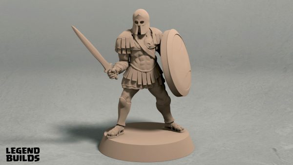 Realm of Eros soldier with sword and shield pose 3 front