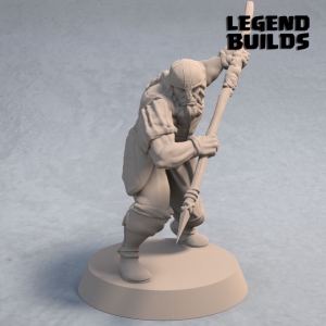 Acenii Barbarian Spearmen Pose 2 Front Fantasy Miniature