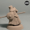 Night's Cult Follower with Spear and Shield Pose 2 Back Fantasy Miniature