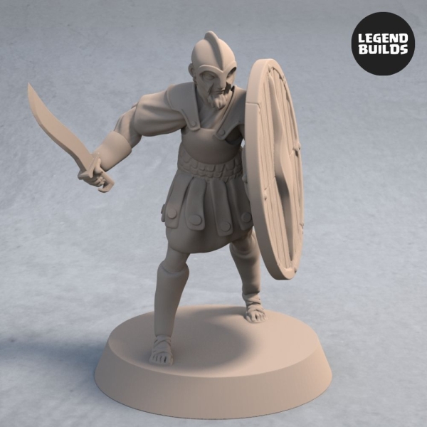 Soldier of Nemis with Sword and Shield Pose 3 Front Fantasy Miniature